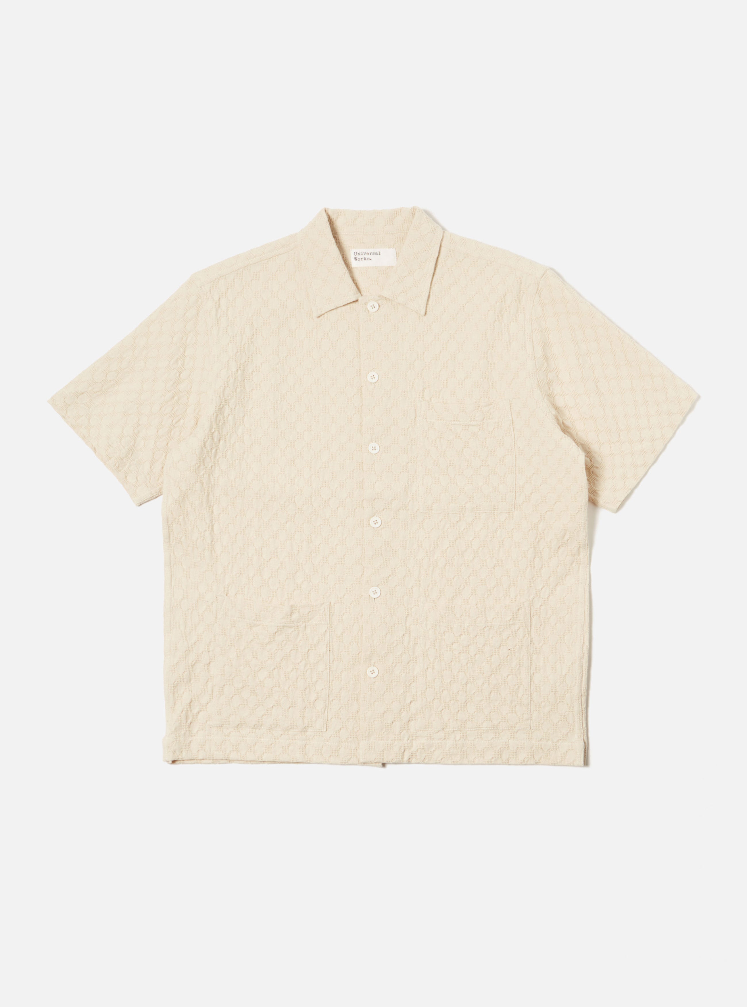 Universal Works Island Shirt in Ecru Dot Waffle