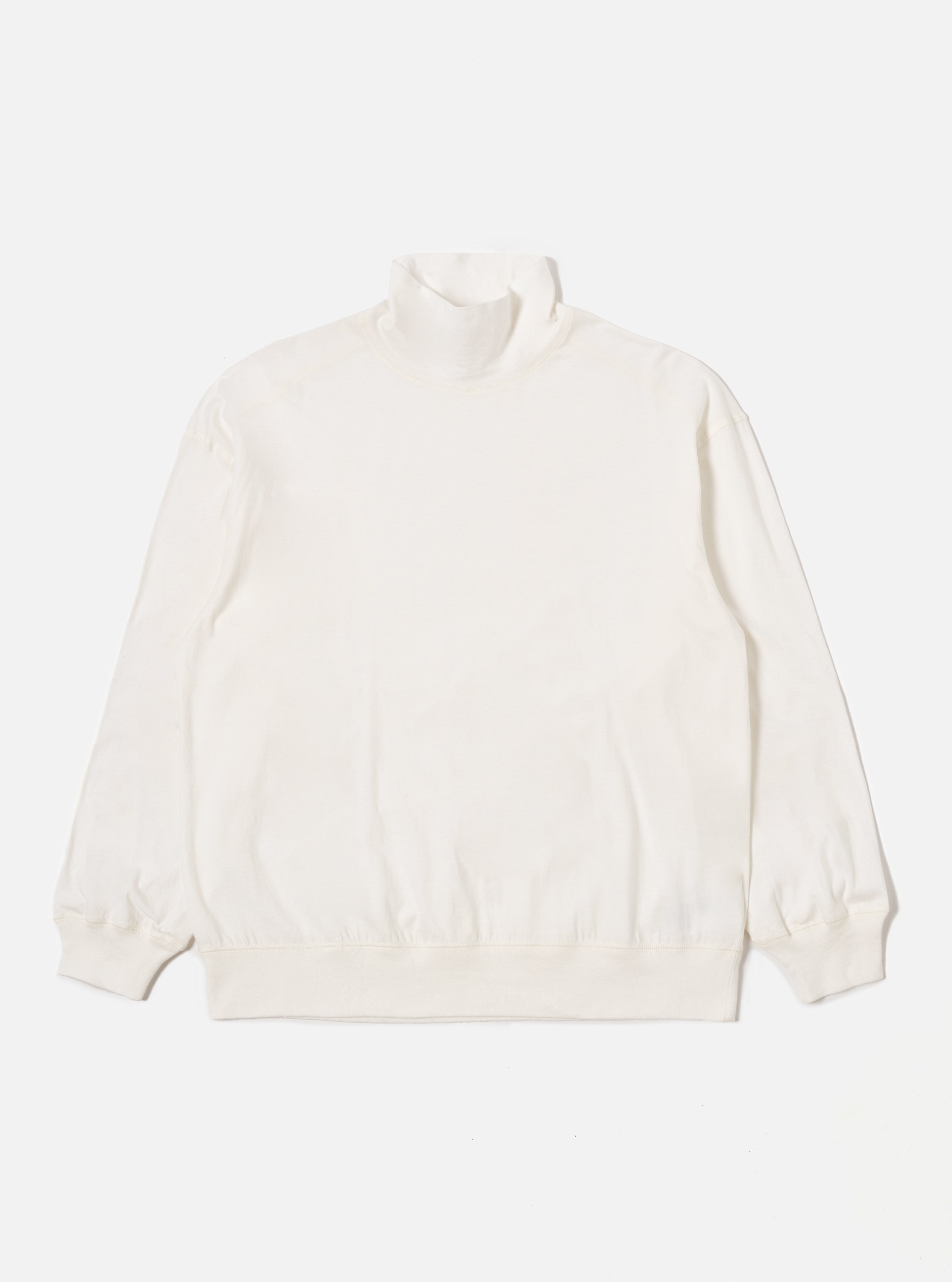 Universal Works Funnel Neck Tee in Ecru Single Jersey