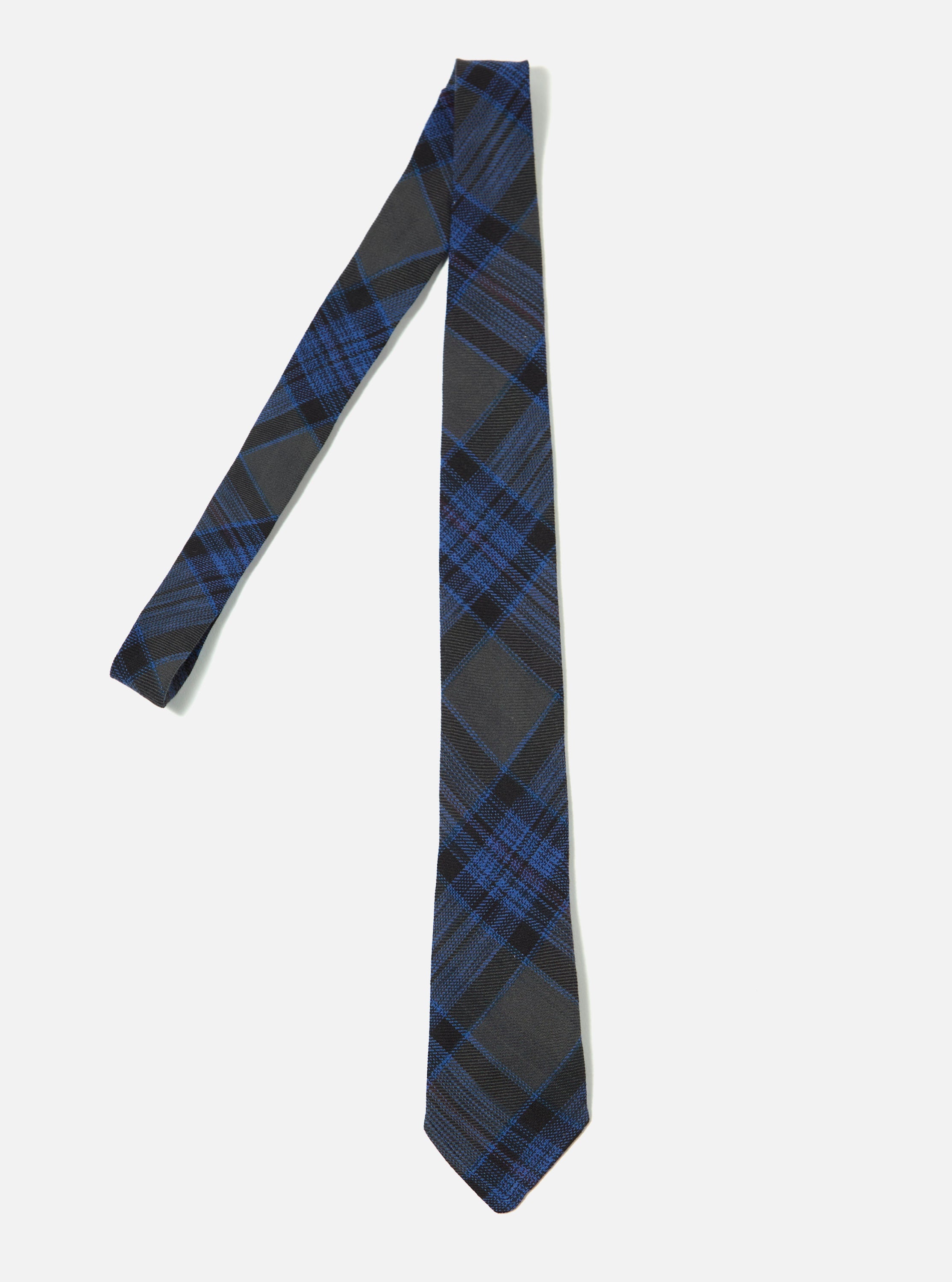 Universal Works Tie in Navy Ikat Twill Check