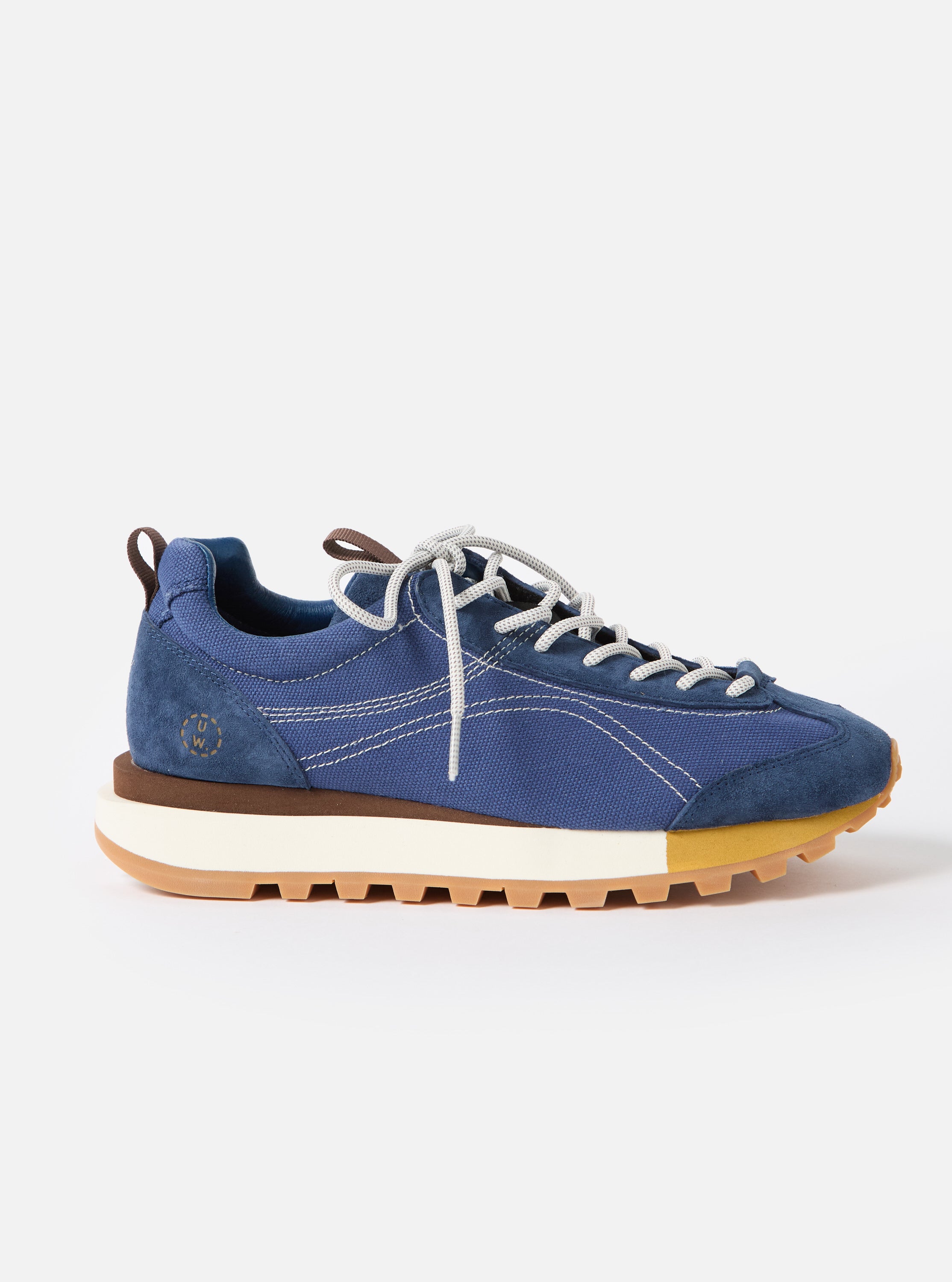 Flower Mountain x Universal Works Asuka in Navy/Brown Suede/Cotton Canvas