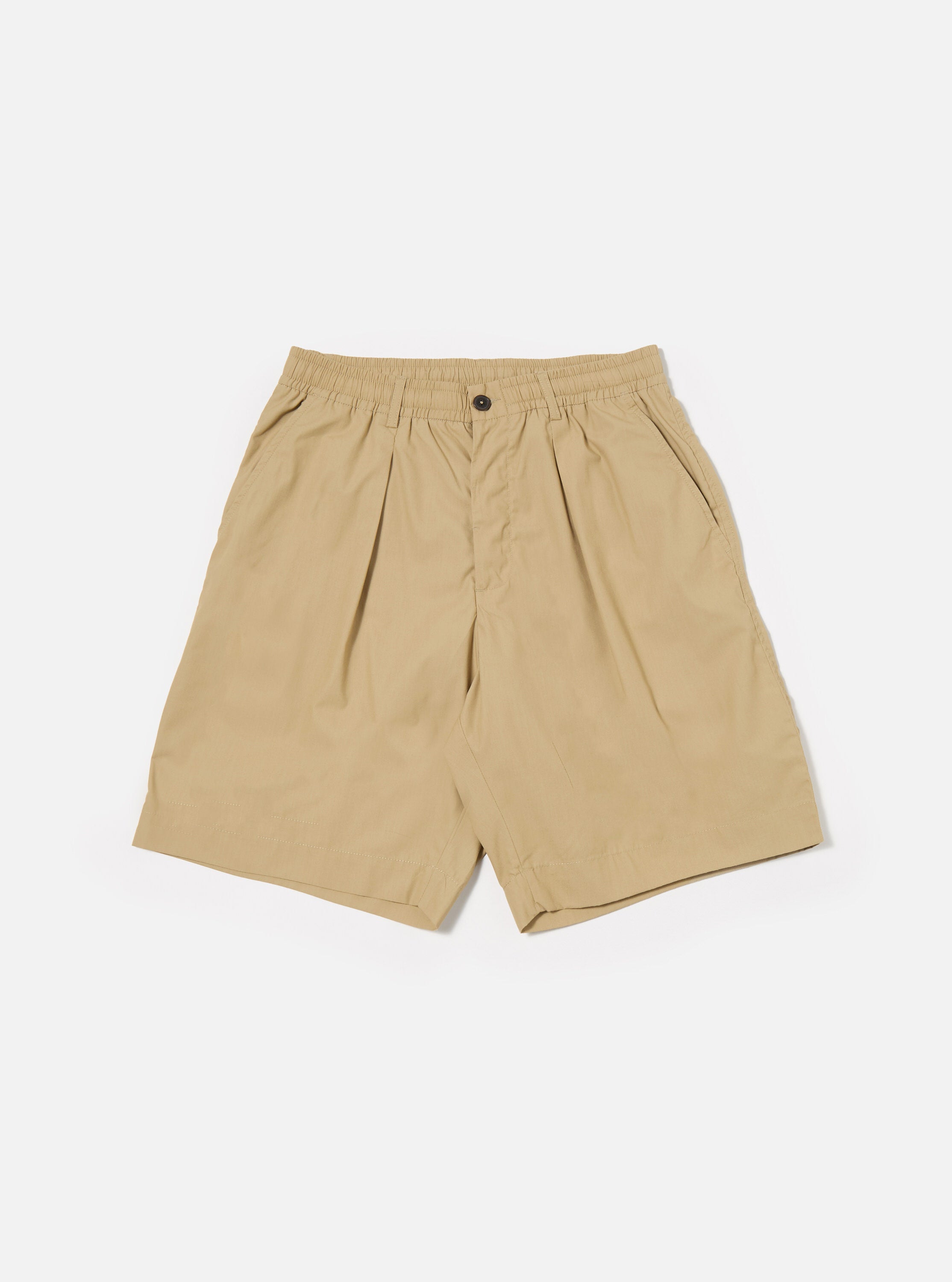 Universal Works Pleated Track Short in Sand Recycled Polytech