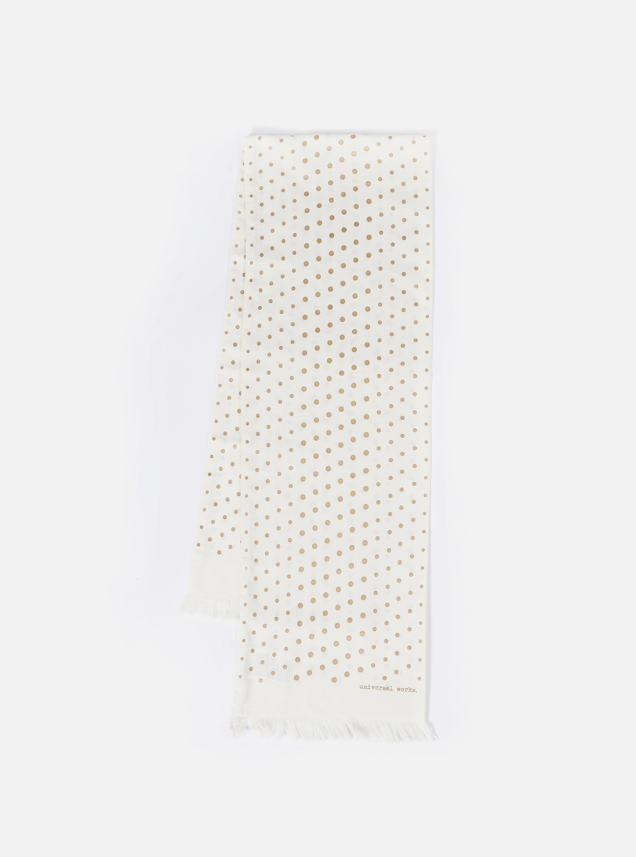 Universal Works Short Scarf in Ecru/Gold Dot Print
