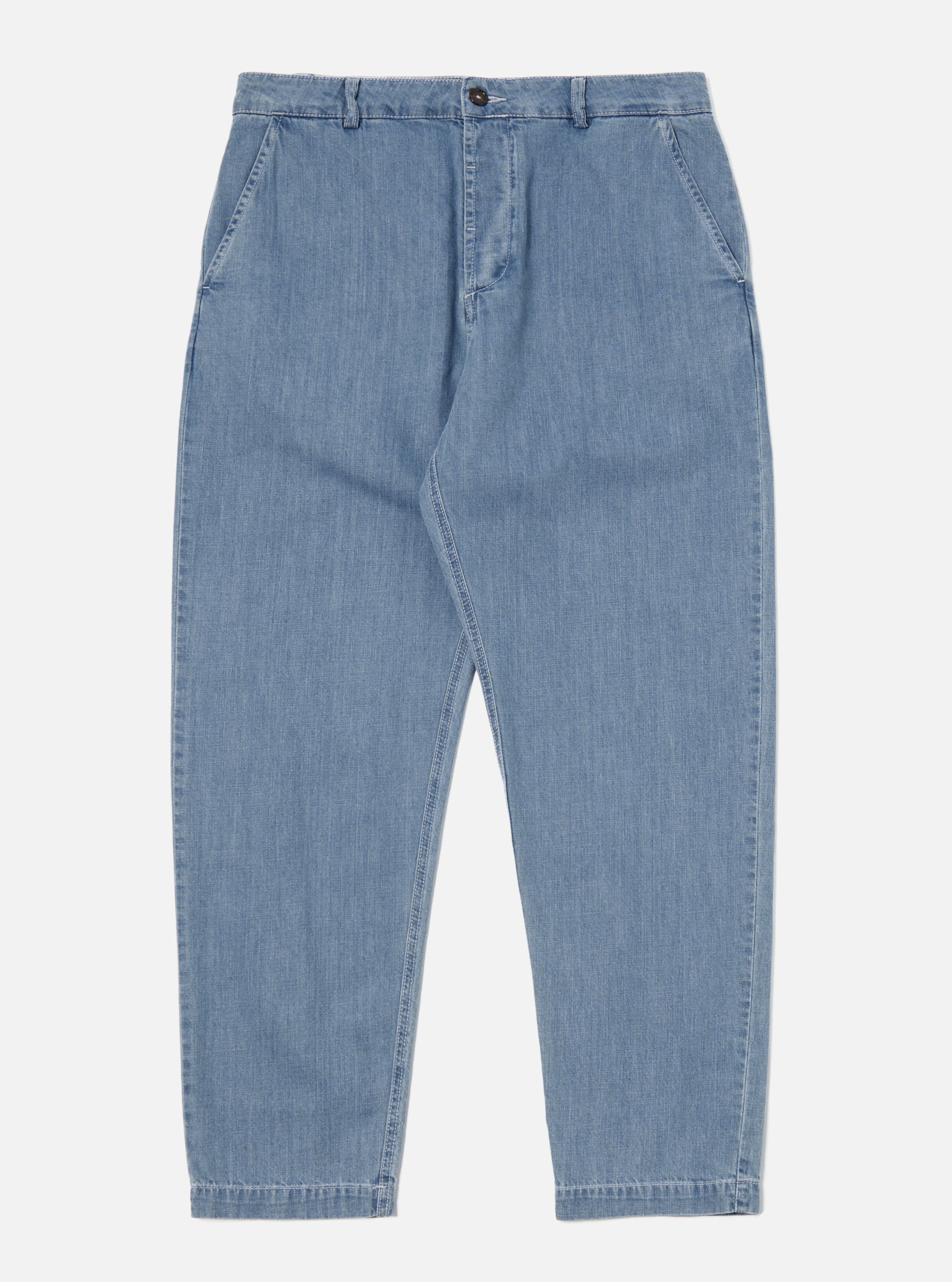 Universal Works Military Chino in Washed Indigo 8oz Organic Denim