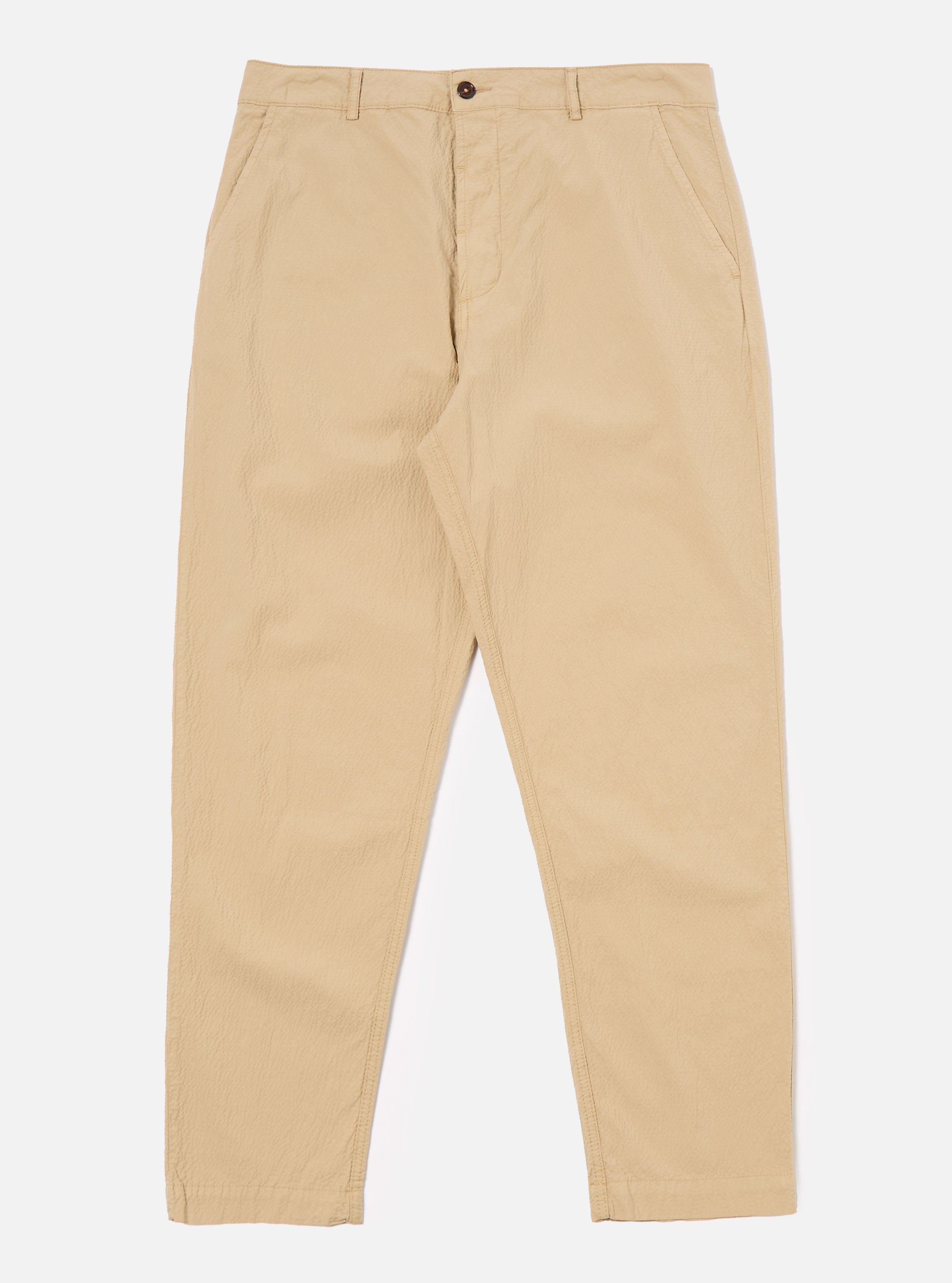 Universal Works Military Chino in Sand Seersucker II