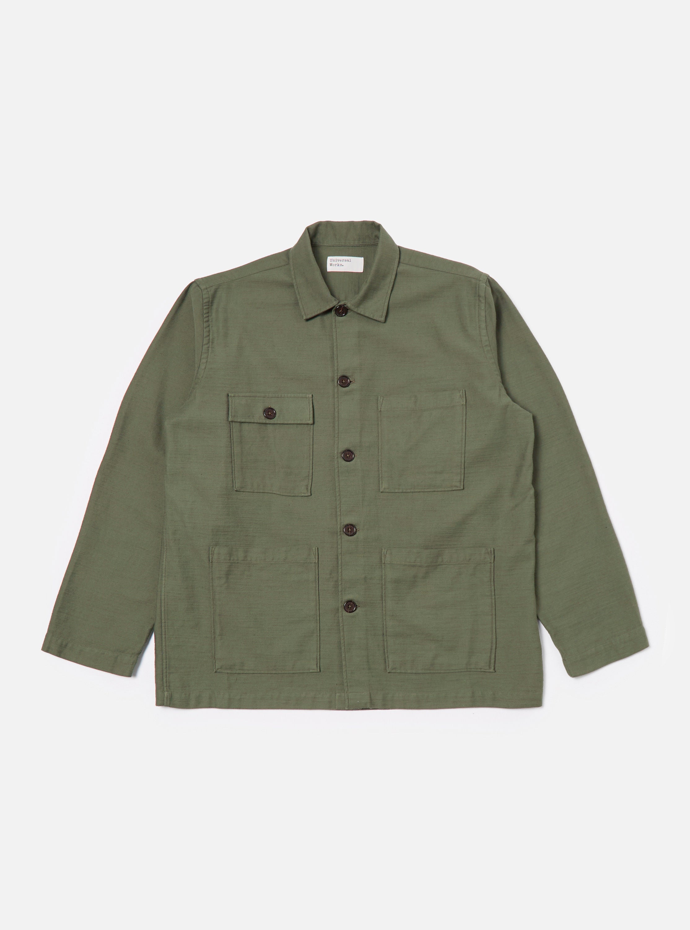 Universal Works Dockside Jacket in Olive Slub Sateen
