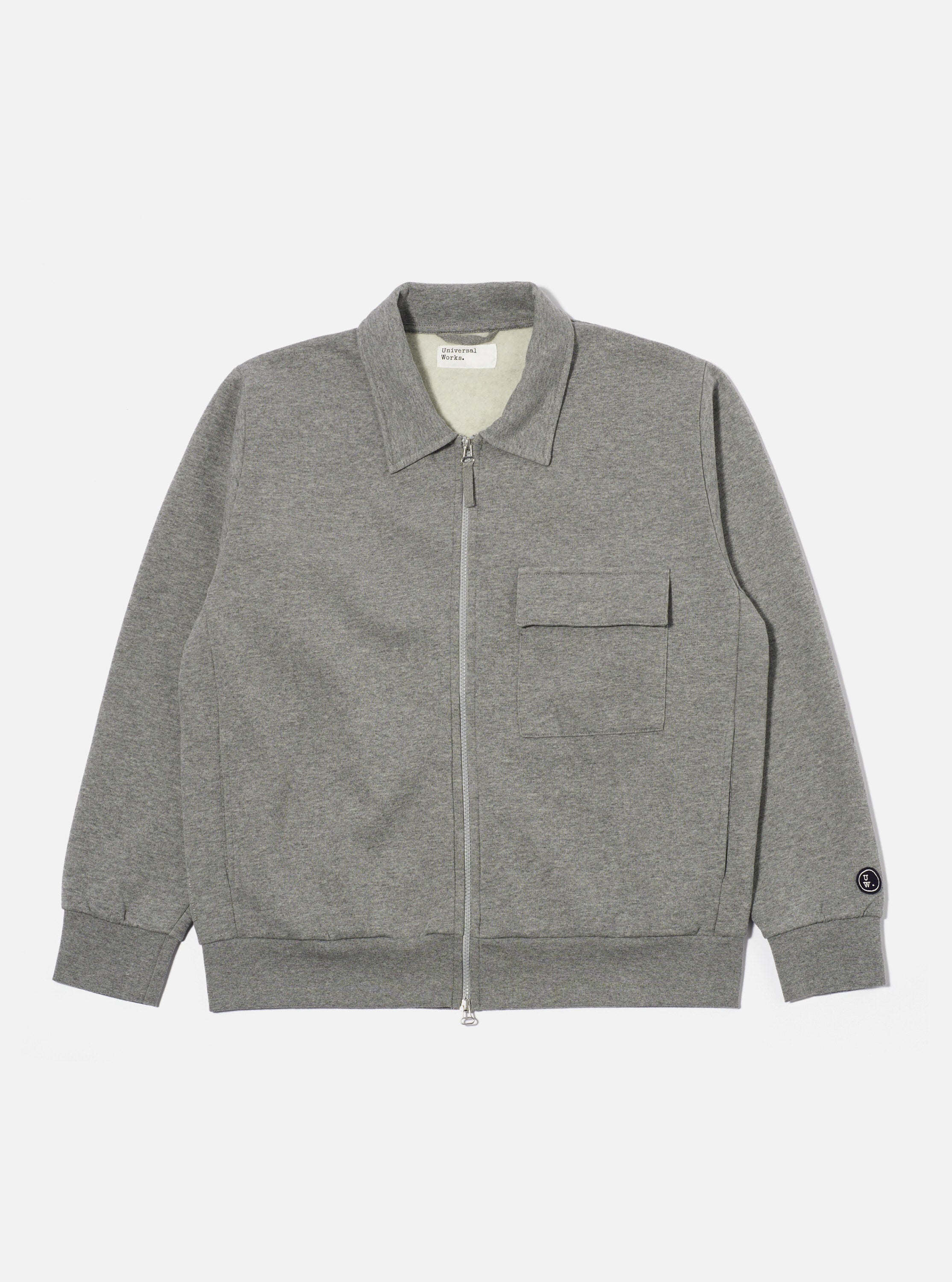 Universal Works Tyler Jacket in Grey Marl Recycled Cotton Blend Jersey