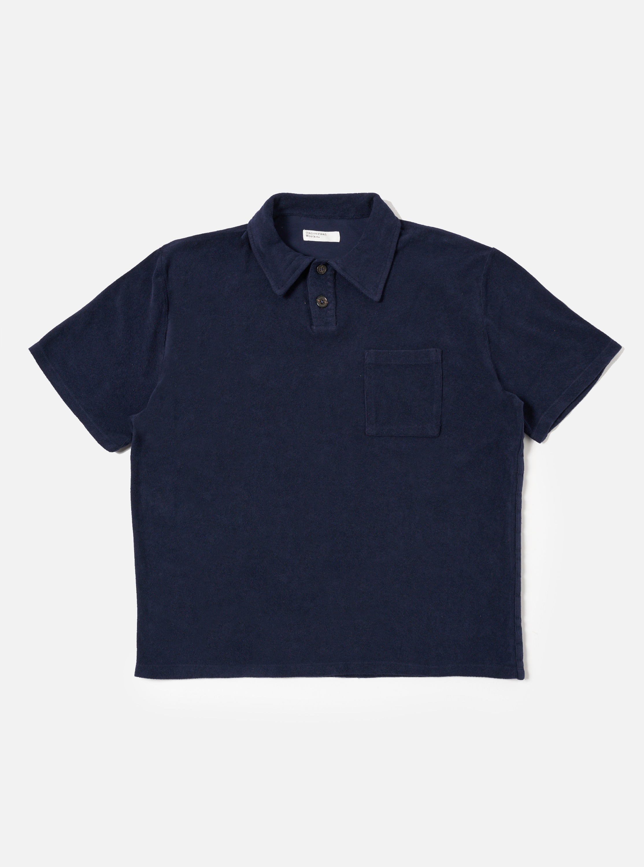 Universal Works Newlyn Polo in Bright Navy Light Weight Terry