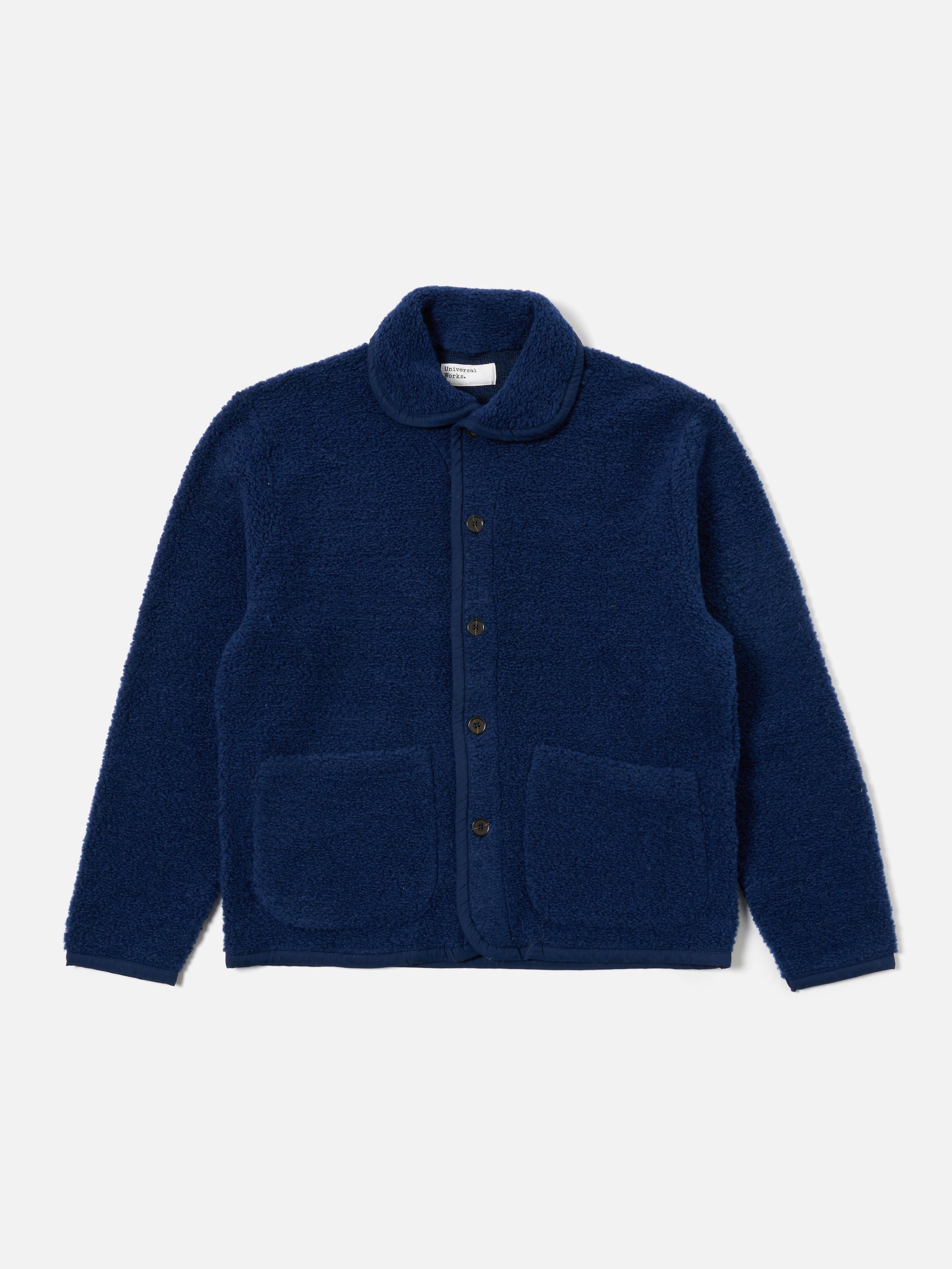 Universal Works Lancaster Jacket in Navy Alvar Fleece