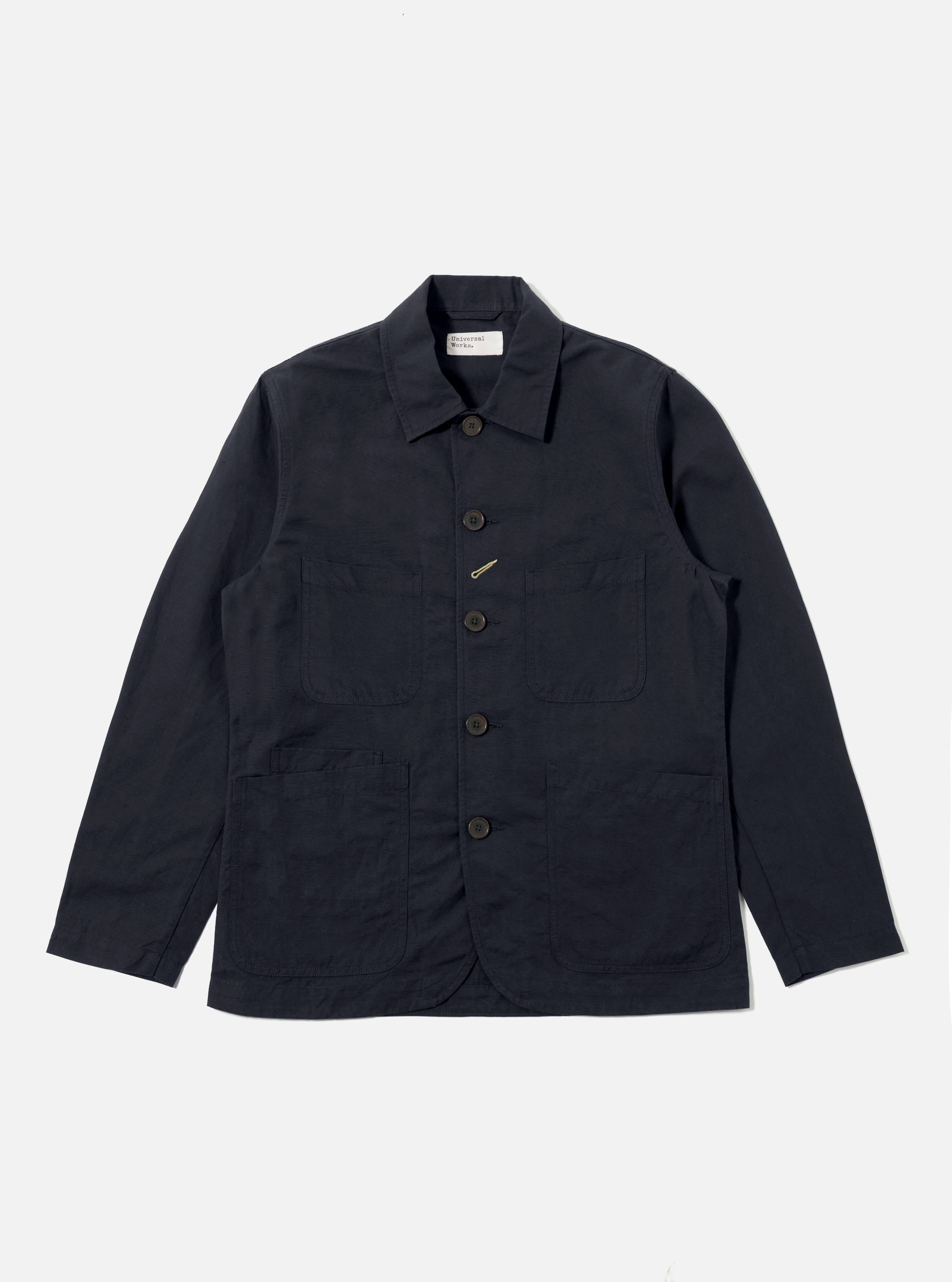 Universal Works Bakers Jacket in Navy Linen Slub Weave