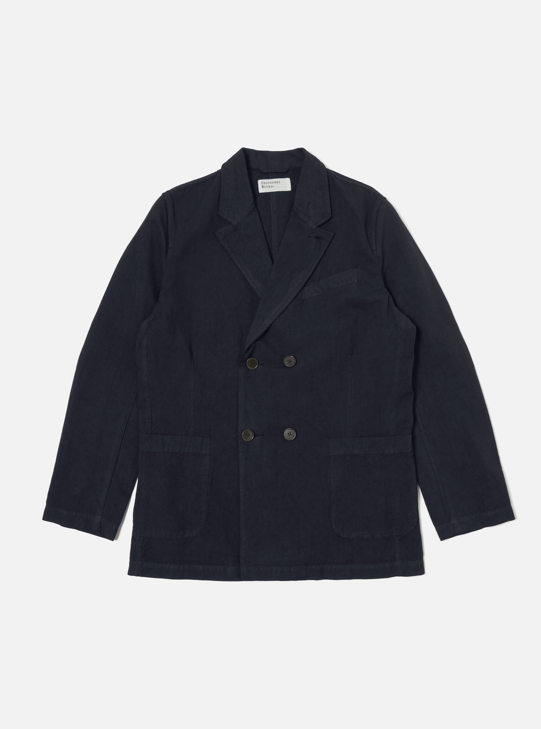Universal Works Manor Jacket in Navy Linen Slub Weave