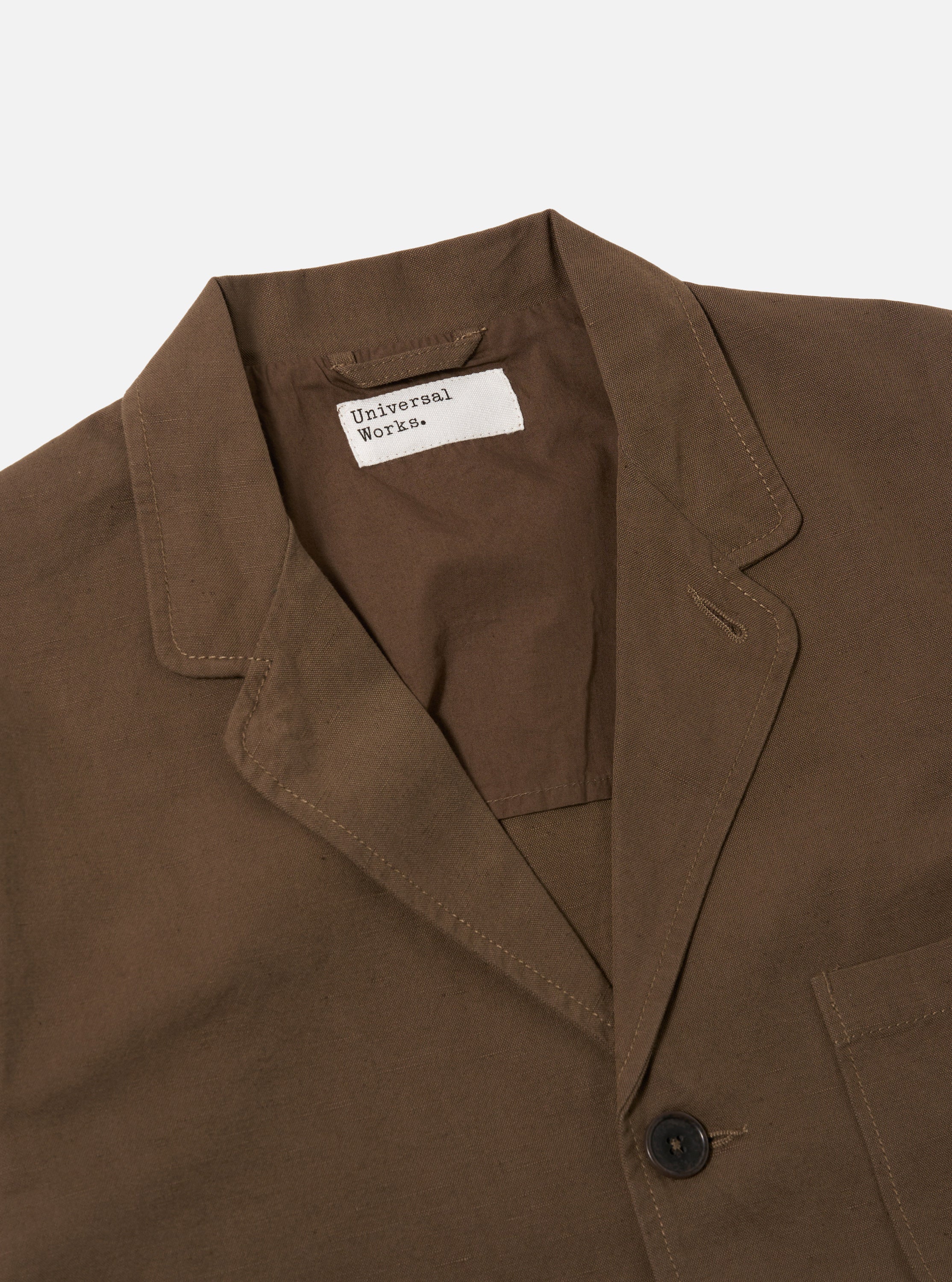Universal Works Three Button Universal Works Three Button Jacket in Khaki Linen Slub Weave ...