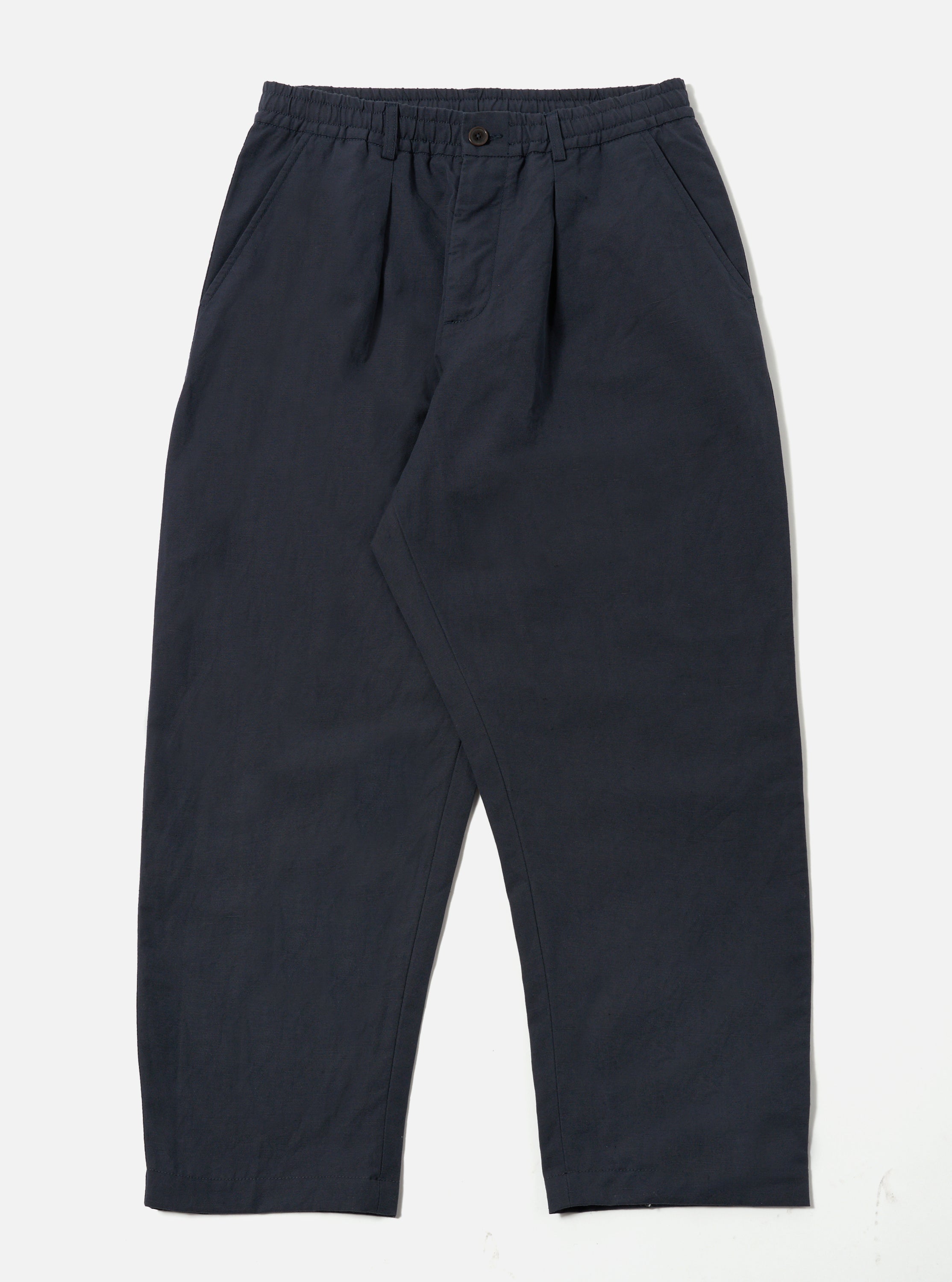 Universal Works Oxford Pant in Navy Linen Slub Weave