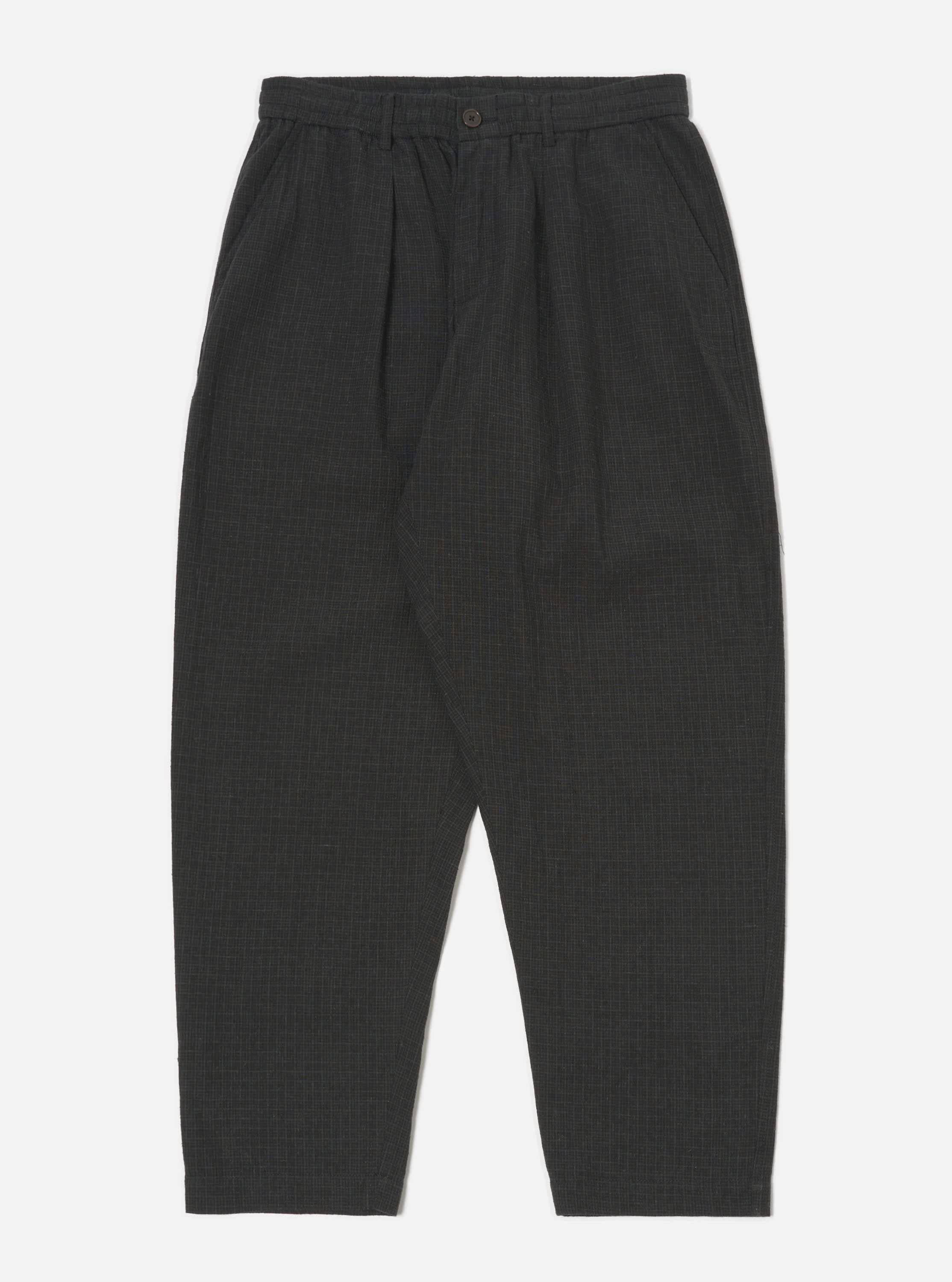 Universal Works Pleated Track Pant in Charcoal Fine Linen Mix