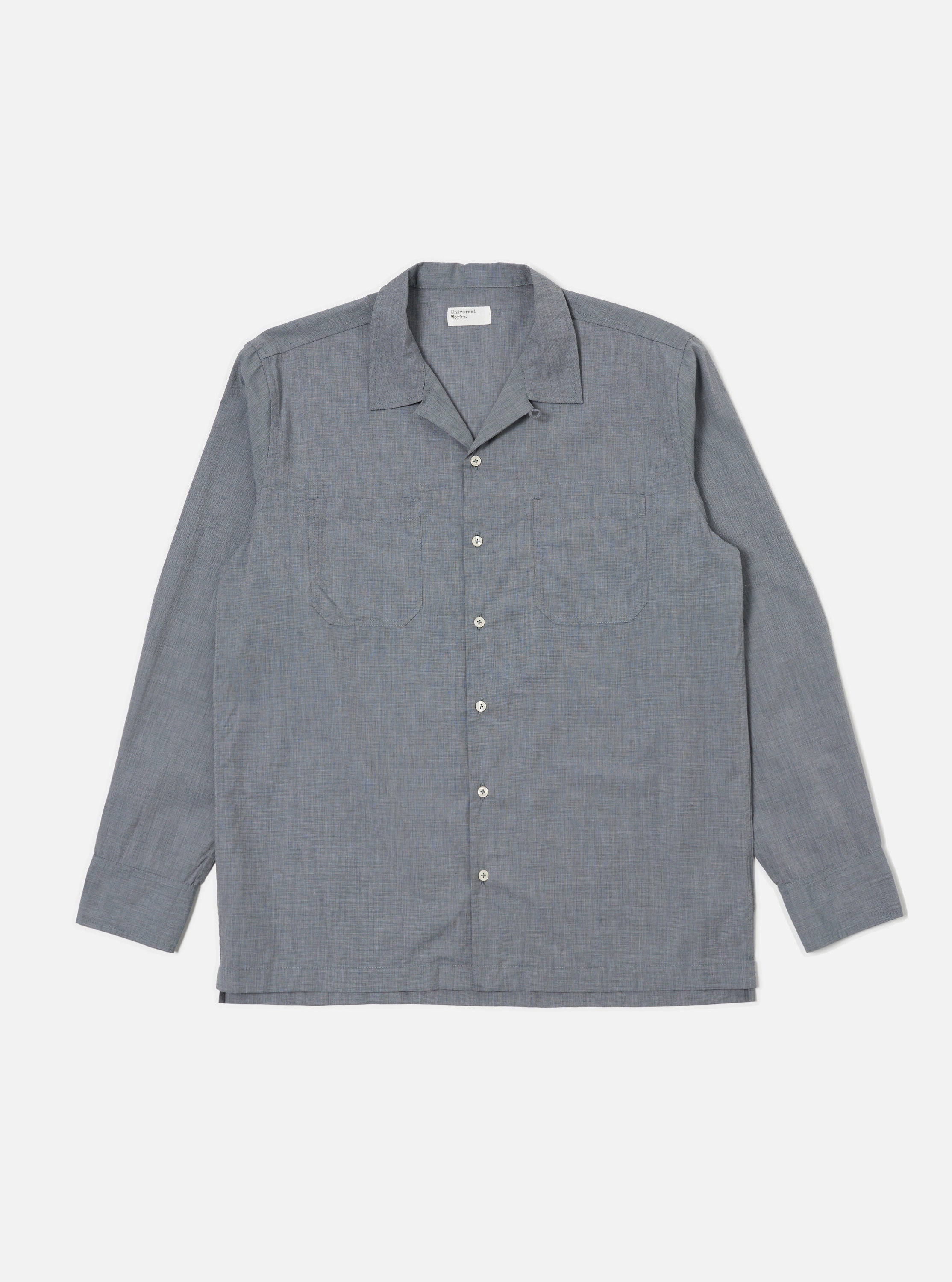 Universal Works Garage Shirt in Grey End On End Cotton
