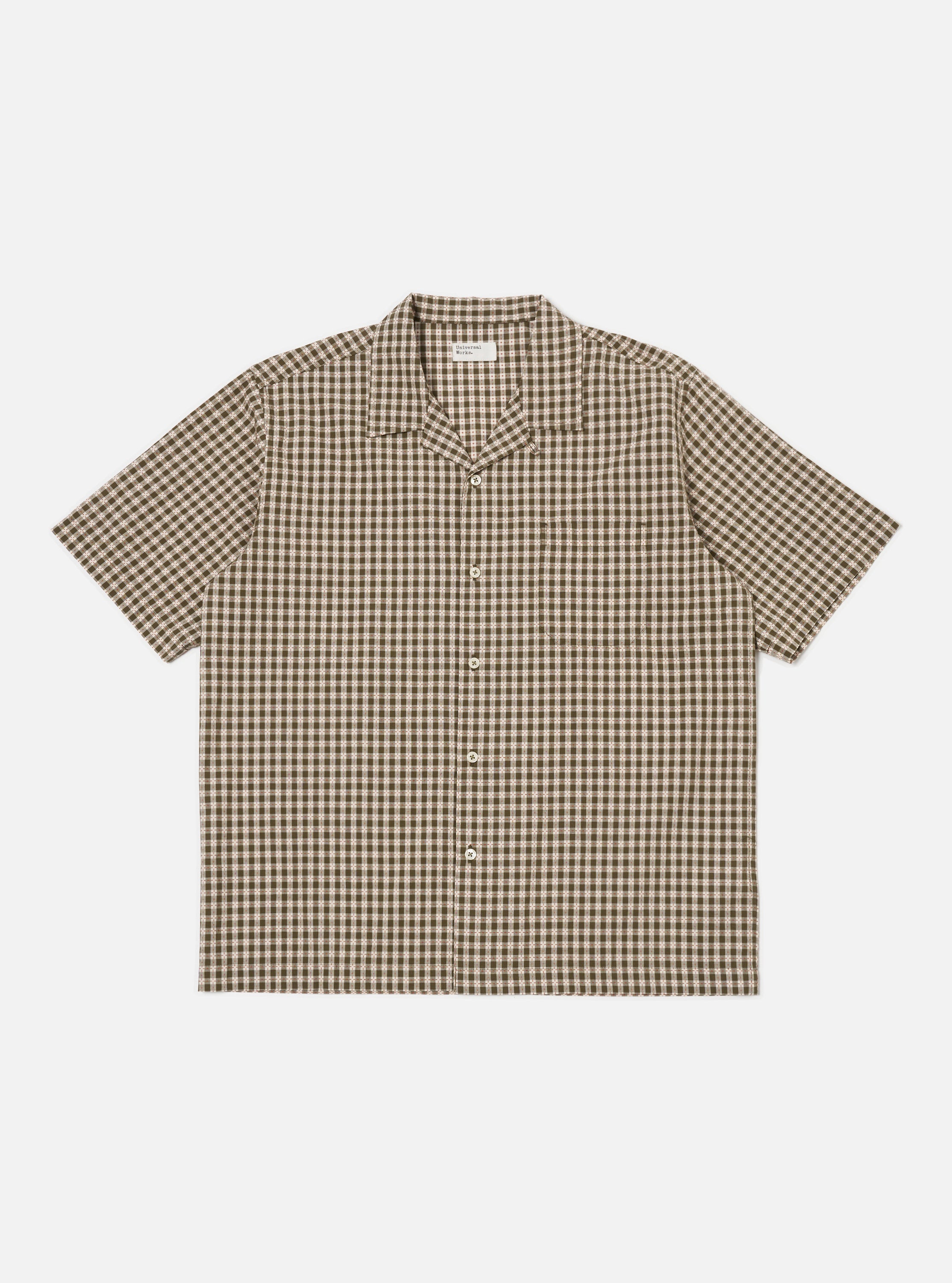 Universal Works Road Shirt in Olive Dobby Check