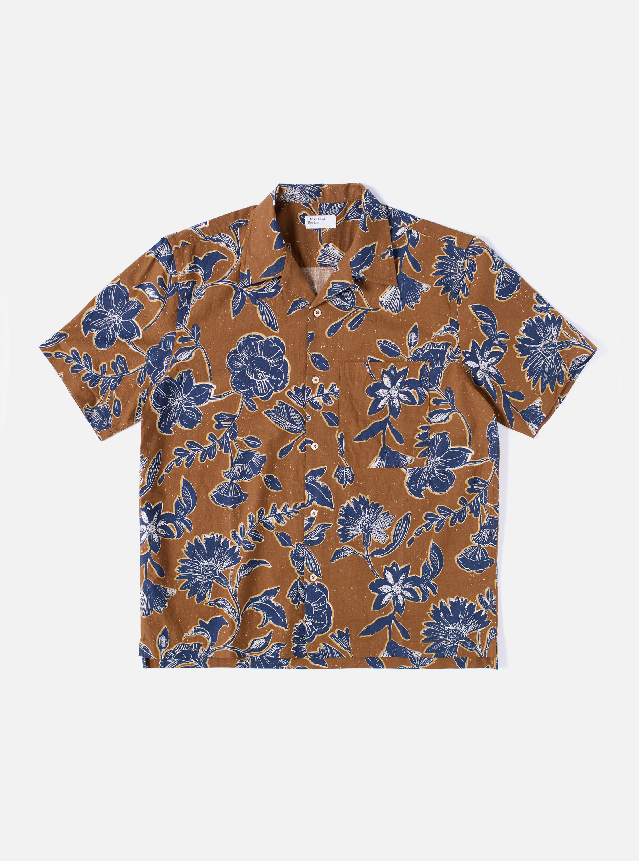 Universal Works Camp Shirt in Gold Japanese Flower