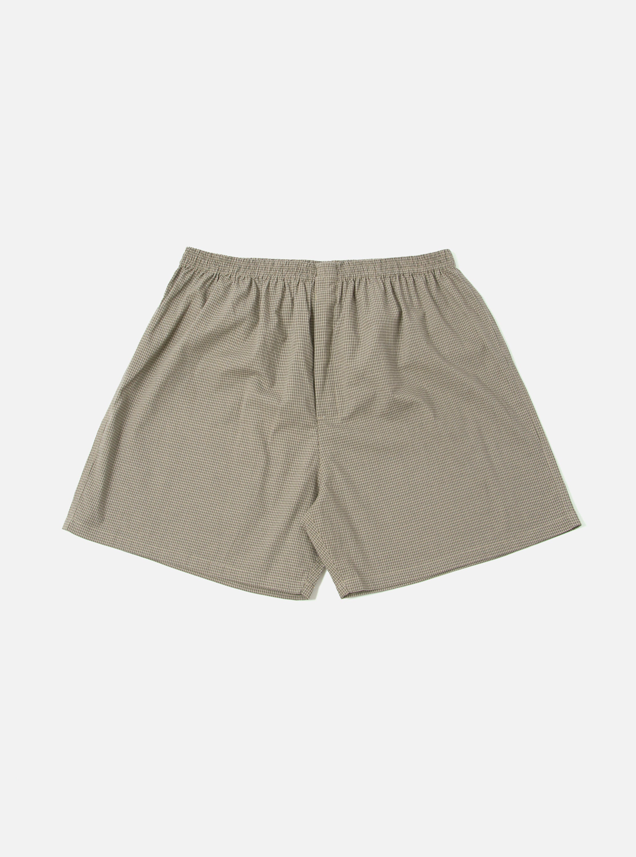 Universal Works Boxer Short in Green Tiny Check
