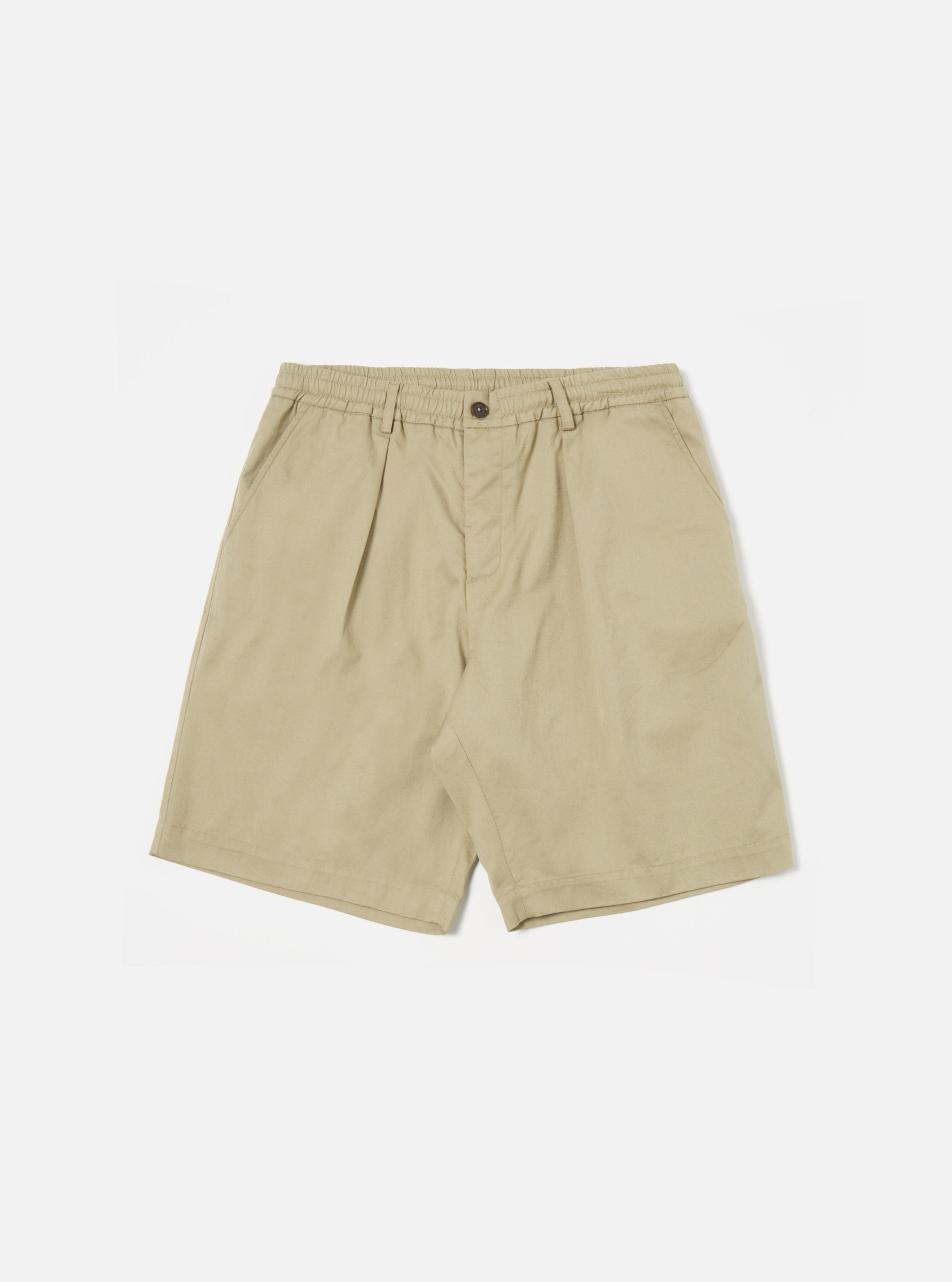 Universal Works Pleated Track Short in Stone Twill