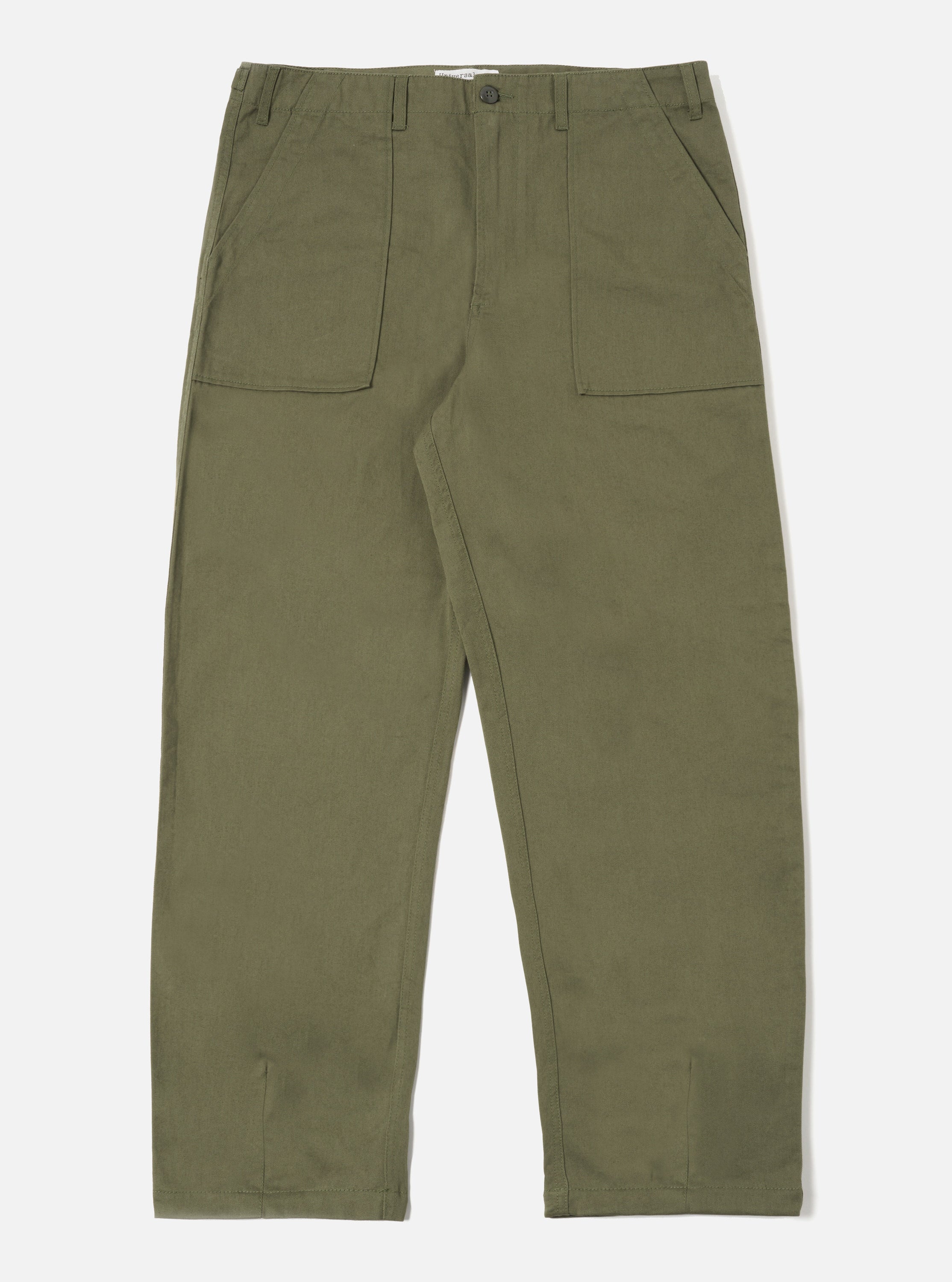 Universal Works Fatigue Pant in Light Olive Twill