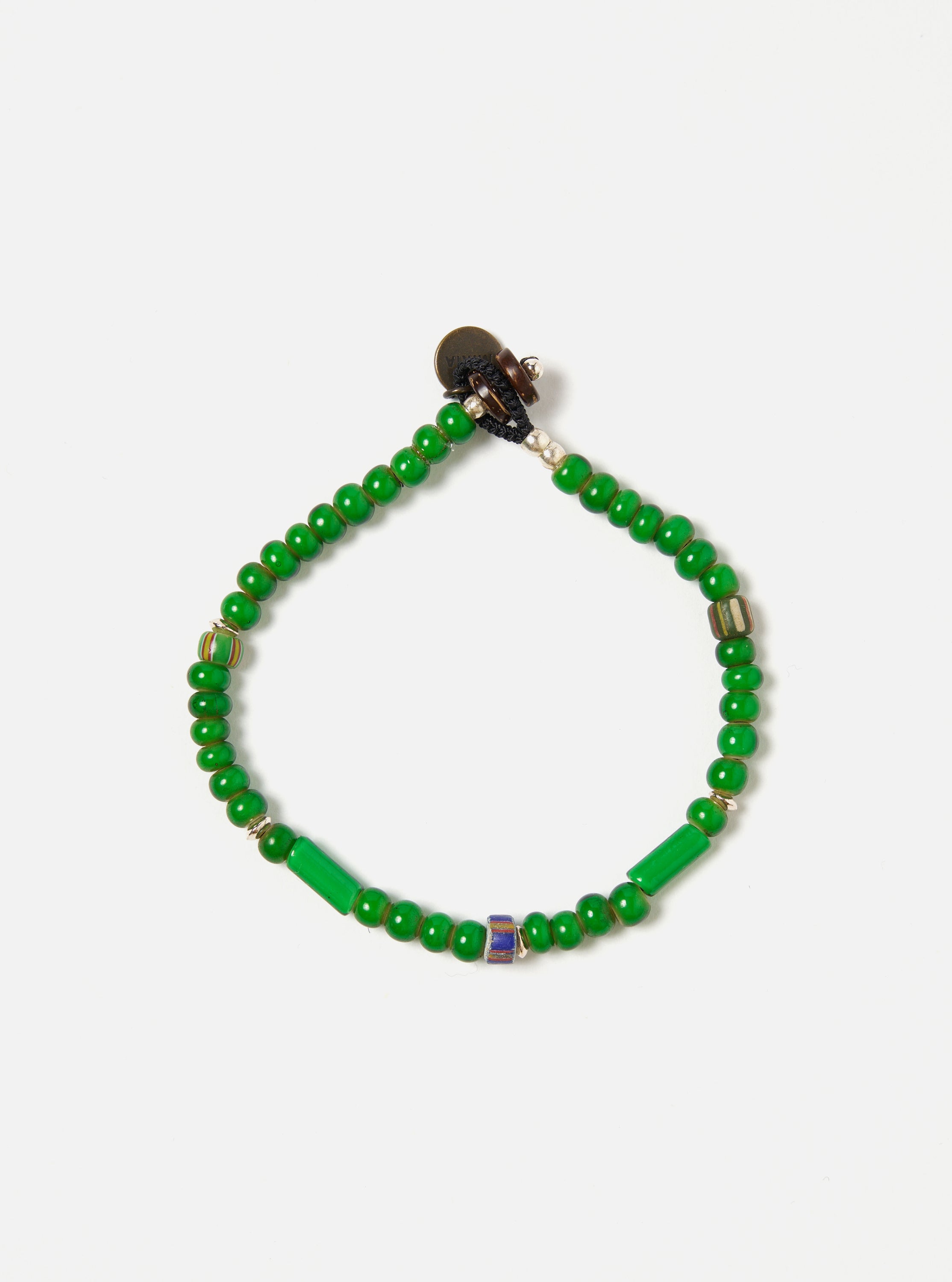 Mikia Bracelet in Green/White Hearts