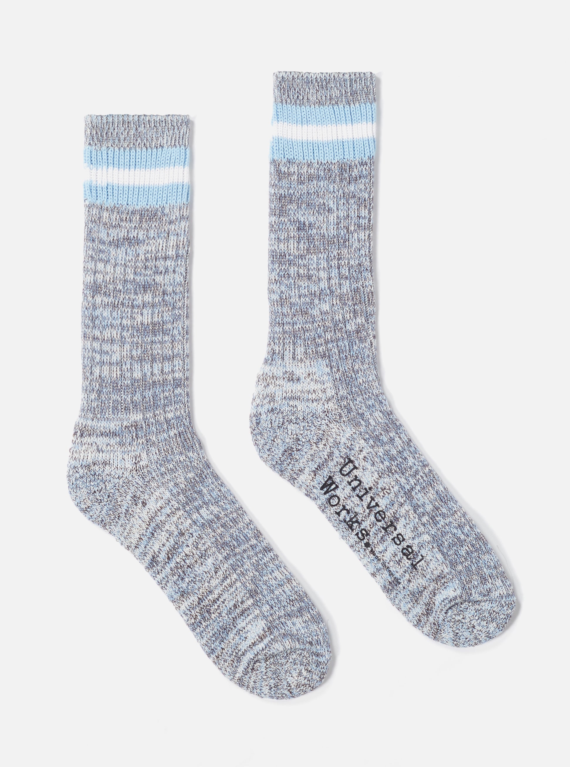 Universal Works Everyday Stripe Sock in Cornish Blue Cotton