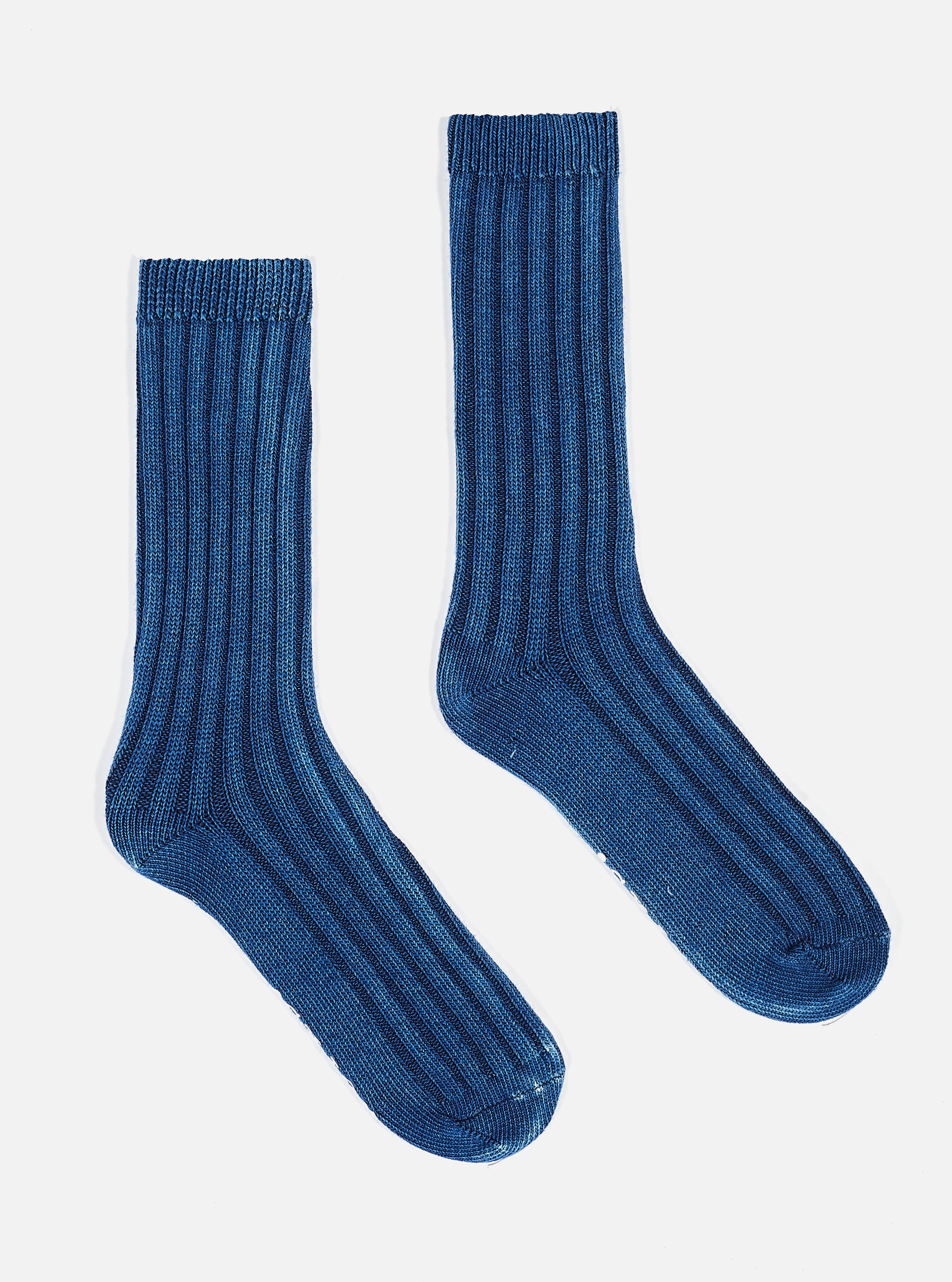 Universal Works Indigo Dye Rib Knit Sock