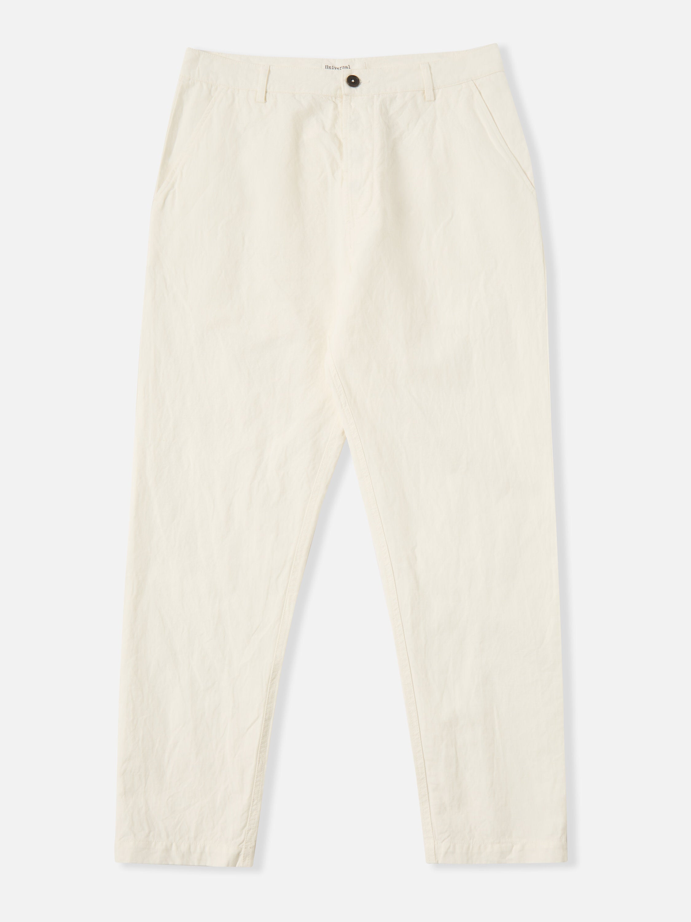 Universal Works Military Chino in Ecru Slub Linen Weave